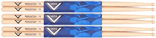 Baguettes Vater VS3P7AW - 7A Manhattan - Série American Hickory - Pointe en bois - Lot de 3 paires