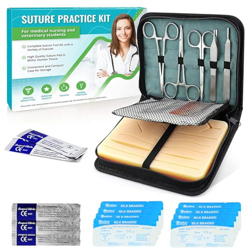 EXLIN Kit di sutura chirurgica per studenti di medicina-Strumenti per Allenamento Chirurgico Kit completo per la pratica tecniche di sutura, Regalo medico per studenti, veterinari, infermieri