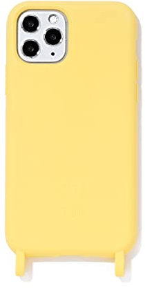 ETUUI Custodia con gancio in seta Apple iPhone 12 mini in giallo - Custodia protettiva di alta qualità Custodia protettiva per tutto il corpo per smartphone