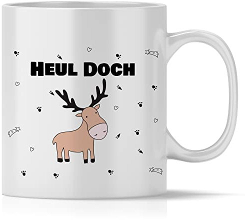mindmonkeys® Tasse mit Spruch Heul Doch Elch für immer pöbelnde Kollegen Freunde Chefs lustige Statements zum Geschenk Geschnekidee zum Geburtstag Vatertag Keramik 300 ml