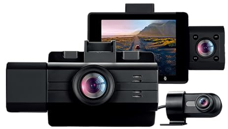 myGEKOgear by Adesso Scout Pro 2K 3-Channel Dash Cam Surveillance Edition with Front View, Cabin View, Rear View, APP for Instant Video Access, Wide Angle View, 32GB SD Card Included, G-Sensor, ODB2
