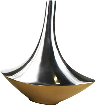 Blumenvase Schiffchen aus Metall Design Vase Aluminium Dekovase Moderne Vase Dekoration edle Wohnzimmerdekoration (Silber, Gold 33 cm)