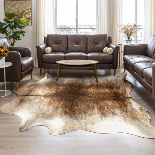 AROGAN Western Decor Kunstfell-Teppich aus Rindsleder, hochwertige Tierhaut, Kuhfell-Teppich, strapazierfähige Kuhfell-Teppiche für Wanddekoration, Western-Bodenteppich für Schlafzimmer, Wohnzimmer,