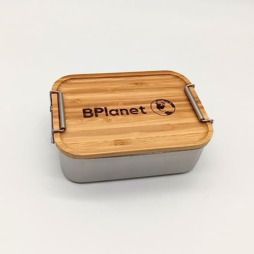 BPlanet Edelstahl und Bambus Brotdose | 800 ml Lunchbox | Nachhaltiger Bambusdeckel