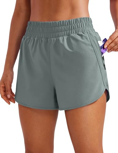 CRZ YOGA Dolphin Laufshorts 8 cm | Hohe Taille, Netzfutter, schnell trocknend, leicht, eine Reißverschlusstasche, für Damen