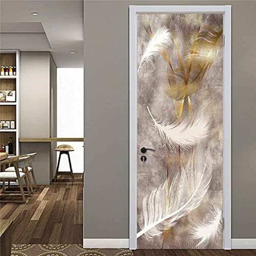 Autocollant Art de Plume Blanche Trompe L'Oeil 3D PVC 80x200cm Salle de Bain