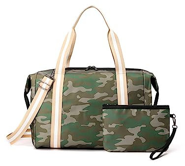 CORIOS Reisetaschen Duffle Bag für Damen Nylon Sporttasche Wasserdicht Fitnesstasche Groß Kabinenreisetasche Handgepäck Weekender Übernachtung Tasche Leichte Schwimmtasche Trainingstasche Grün