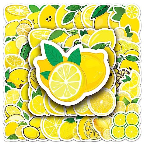 LYLSDSB 50 Stück Zitrone Aufkleber Wasserfeste Cartoon niedliche Obst Stickers für Wasserflaschen Laptop Skateboard Auto Scrapbook Gepäck Computer,Vinyl Kawaii Lemon Sticker für Mädchen Teenager