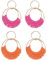 FDEETY Ohrringe für Damen Bohemian Raffia Hoop baumeln Ohrringe Hand gefertigte Stroh Wicker Rattan Ohrringe Runde Ohrringe (Rosa + Orange)