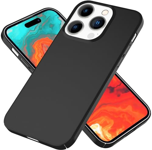 NALIA Ultra Slim Hardcase für iPhone 15 Pro - Hülle, Schwarz | Erhöhter Kamerarand, Kabelloses Laden, Kratzfestes Polycarbonat, Rutschhemmende Silk-Touch Oberfläche, PUREFIT