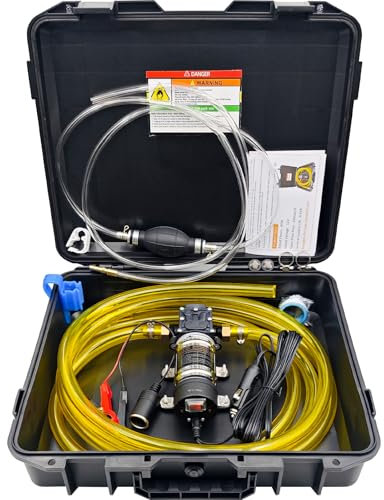 OBALOGI 12V Fuel Transfer Pump Kit, with High Elastic Fuel Pipe & 2 Power Cables, Moves Up to 120 Gallons Of Gas or Diesel Per Hour, Great for Vehicles, Boats, Equipment, Gasoline, Diesel