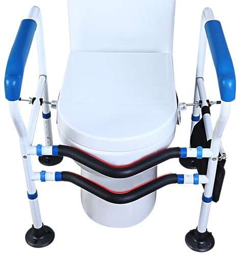NJUN Asistente para levantarse del inodoro, ayuda para levantarse del inodoro, adecuado para diferentes inodoros, altura y ancho ajustable, silla de inodoro para personas mayores con grandes ventosas