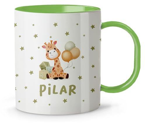 Mugs petit-déjeuner. Tasses personnalisées. Tasse en plastique pour enfants. Cadeau personnalisé. Mugs originaux pour cadeaux. Couleurs au choix. Girafe étoiles