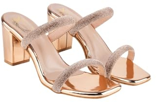 Shoetopia Sandali con tacco Fancy-1277 da donna, Oro rosa, 8 UK