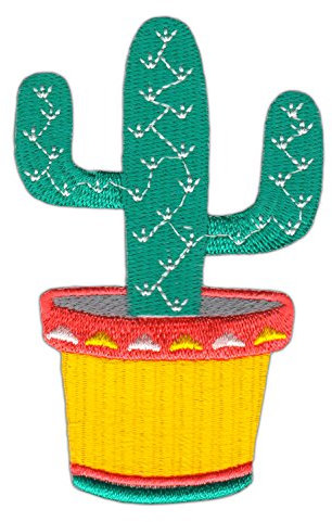 Kaktus Pflanze Aufnäher zum aufbügeln oder aufnähen Bügelbild Aufbügler für Kleidung gestickter Bügelpatch Applikation Mexiko Patch Größe 6,3 x 9,7 cm
