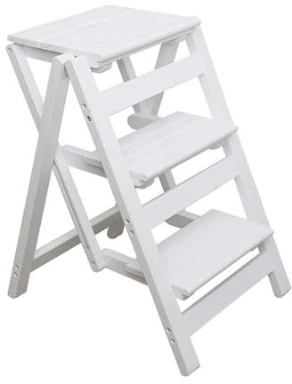 FLTRGO Tabouret d'échelle Pliant en Bois à 3 marches, escabeau Pliant Portable léger avec pédale antidérapante Robuste et Large, escabeau for Adultes/escabeau, for Bureau Domestique Cuisine Jardin