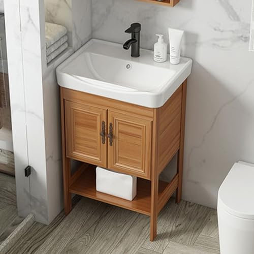 Lavatoio ceramica con mobile,lavatoio lavanderia ceramica,lavandino,lavabo di utilità,Con rubinetti neri,tubi dell'acqua e altri accessori,adatti per bagni,servizi igienici,lavandini (Color : Style 1