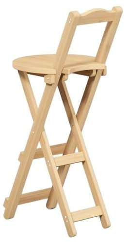 Barhocker Klappbar Aus Bambus, 45/63/75 Cm Küchenstühle, Klapphocker mit Rückenlehne und Fußstütze, Zusammenklappbarer FrüHstücks-Hochstuhl, Tragbarer Tresenhocker Bistrohocker ( Color : Natural , Siz