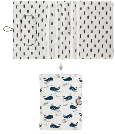 HIOQFR Porta Pannolini e Salviette da Borsa Busta Portapannolini da Borsa Sacchetti Borsa per Pannolini per Bambini Viaggio Organizer Pannolini Organizzatore Pannolini Portatile Pochette-Balene