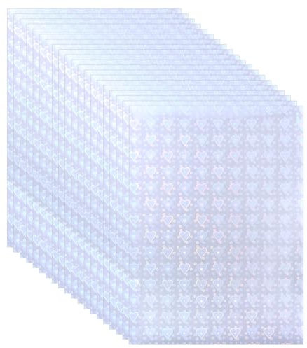 PATIKIL Carta Adesiva Olografica 11.7x8.3, 20 Fogli A4 Polipropilene Autoadesivo Trasparente Impermeabile Sovrapposizione Film Laminato Foto, Decorazioni Album Ritagli, Cuore