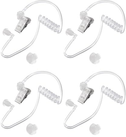 sourcing map Ear Piece Headset Earpiece Agent Secret Earpiece Costume Prop with Earbuds, Replacement Acoustic Tube for 2-Way Radio Audio Headsets, Pack of 4