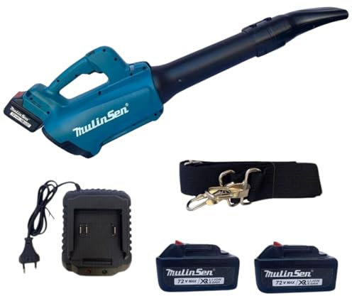 Soffiatore a Batteria per Giardino, Soffiatore Elettrico con 2 Batterie 4.0Ah, Potente Soffiafoglie, con 6 Velocita Variabili per la Cura del tuo Giardino.