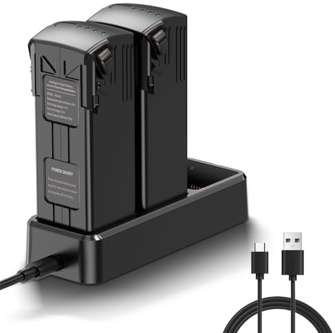 Homesuit Mavic 3 Akku 2 Stück Mit Ladestation - Kompatibel Mit DJI Mavic 3 Cine, Classic, Enterprise Series, Pro, Pro Cine Drohne - 5000mAh Intelligenter Flugakku