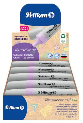 Pelikan Textmarker 490 eco, Pastell-Violett, 10 Stück, mit Keilspitze