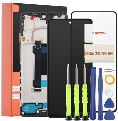 TGHongKy Pantalla Táctil LCD para Xiaomi Redmi Note 12 Pro 5G Pantalla Reemplazo para Redmi Note 12 Pro 5G Pantalla Táctil Digitalizador Asamblea con Herramientas de Reparación - [Negro con Marco]