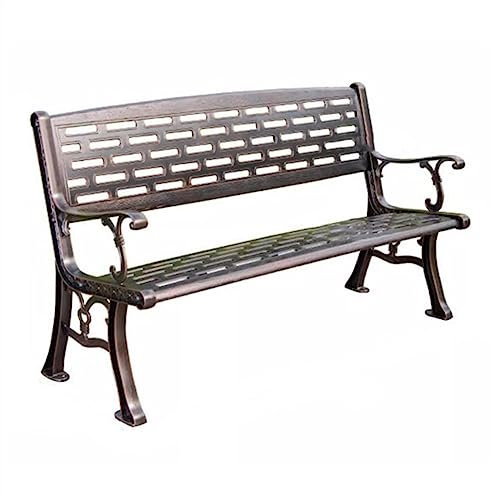 Sitzbank für den Außenbereich, Terrassenbank für 3 Personen, langlebige Garten- und Parkbank für den Außenbereich, Vintage-Sitzplätze aus Kupferguss-Aluminium für Garten, Innenhof, Terrassenmöbel für
