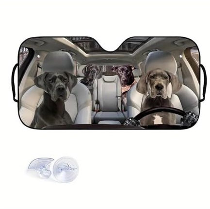 Auto-Sonnenschirm Personalisierter Faltbarer Glänzender Sonnenschutz Mit Lustigem Tierdesign, Wärmereflektor Sonnenschutz Für Die Windschutzscheibe des Autos Frontscheibenabdeckung(145-70cm)