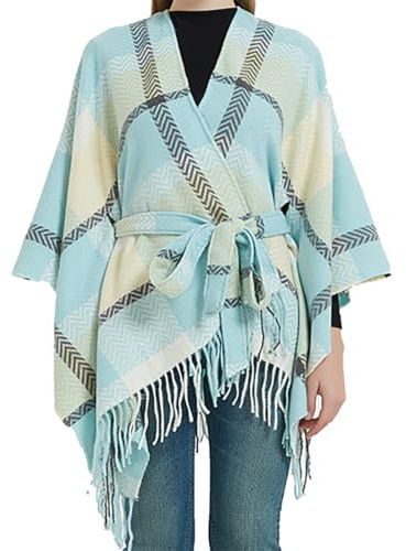 TMTGTS 130 * 150 cm Invierno cálido poncho bufanda abrigo para cinturón otoño a prueba de viento abrigo de lana bufanda de cuello pañuelo triángulo cachemira hombro en regalo para madre esposa (P1392)