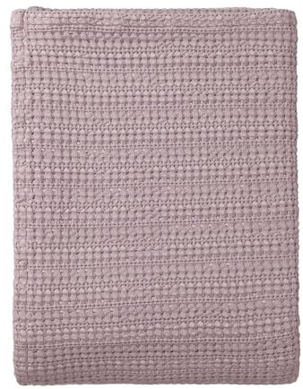 URBANARA Anadia Tagesdecke 200x220 cm I 100% Baumwolle (BCI) Made in Portugal Weich & Atmungsaktiv I Sofa & Bett-Überwurf Couchdecke Wohndecke Kuscheldecke Plaid Bedspread Oeko Tex 100 I Helles Mauve