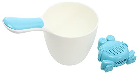 Haarwaschbecher Satz, 1 Satz, Blau, Pp, Rund, mit Griff | Abnehmbar, Feiner Wasserfluss, für Bathing und Blumen Gießen, Cartoon Look