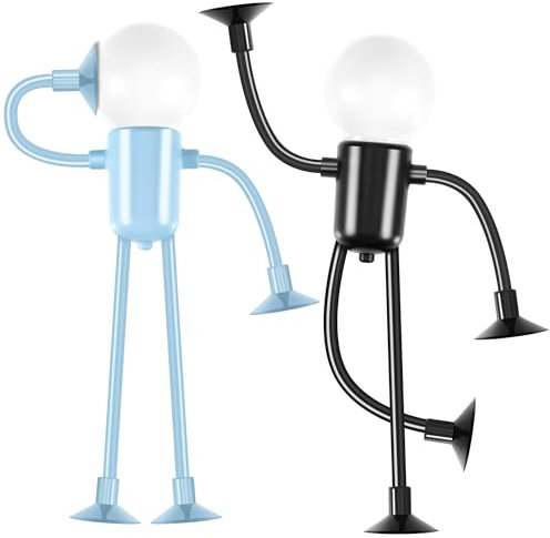 LED Nachtlicht für Kinder,2 Stück Lustige Lampe Warmweiß Veränderbarer Form und Lustigem Sportler Nachtlicht, Deko Lampe Batterie Nachttischlampe,DIY Form Nachtlicht für Schlafzimmer-Schwarz&Blau