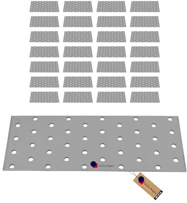 GeZu Impex Placas de Unión 100 x 300 mm Galvanizadas Set de 28 Placas Metálicas Perforadas para Conectar Elementos de Madera