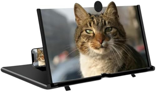 Lente di ingrandimento per schermo da 12 pollici per telefono cellulare, proiettore ingranditore 3D HD per film, video e giochi, supporto pieghevole per telefono con amplificatore per schermo,