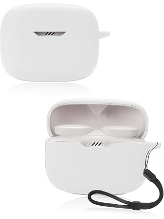 Protective cover for JBL Tune 230 NC TWS True Wireless In-Ear Headphones,Soft Silicone Case with lanyard - Skin-friendly & Durable,White
