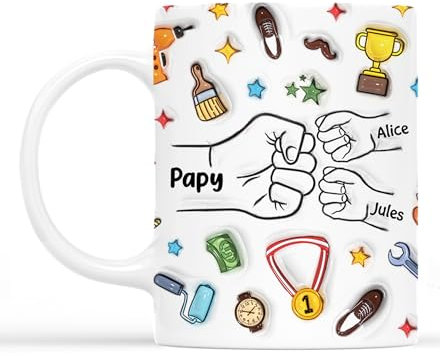 Cadeau Plus Mug Personnalisé Prénom - Le Meilleur Papa Papy - Cadeau fete des peres personnalisable, Tasse papa original, Papi mug, Tasse grand pere (Modèle 5)