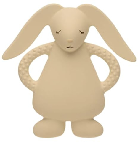 MOONIE Natural Rubber Bunny Teether - Safe, Soft & Eco-Friendly for Babies - Sand