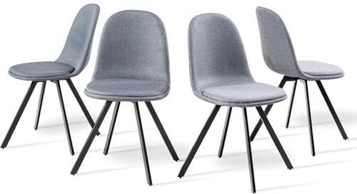 HOMYLIN Lot de 4 chaises de Salle à Manger de Jardin, Design Moderne, Pieds pivotants en métal durables, parfaites pour Une Utilisation en extérieur, ajout élégant à n'importe Quel Jardin, Gris