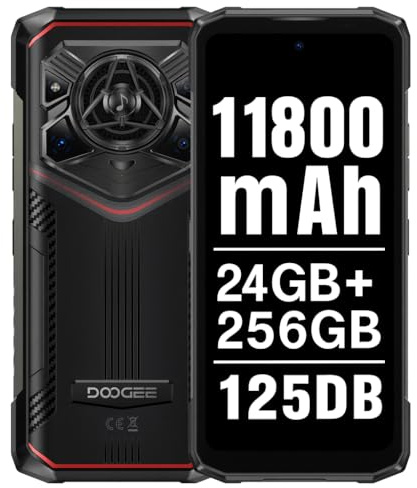 DOOGEE Outdoor Smartphone Blade 20 Pro, 24GB+256GB, 125dB Lautsprecher(3,5W), 11800mAh Akku&15,8mm Schlank, 50MP+20MP Nachtsicht, Android 15 Gemini KI, 6,6 HD+, 3 Kartensteckplätze, GPS NFC Rot