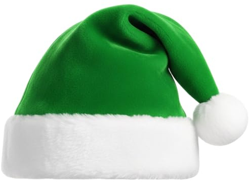Weihnachtsmütze, Weihnachtsmützen Erwachsene, Nikolausmütze Grün, Festliche Partymütze für Weihnachtsfeiern, Fotoshootings und Geschenke,bequeme Nikolausmütze mit weichem Plüsch für festliche Anlässe