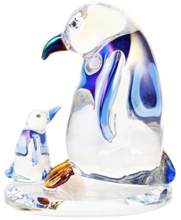 BESPORTBLE Crystal Penguin Figurine Handcut Glass Penguin Ornament Elegant Animal Sculpture for Shelf Decor Living Room Display Entryway Accent Holiday Home Decoration
