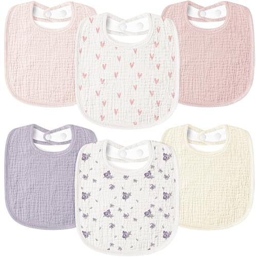 Susurration Lätzchen Baby Musselin Halstuch Baby Weiche Verstellbare Quadratische Sabberlätzchen 6 pack für Unisex Mädchen & Jungen