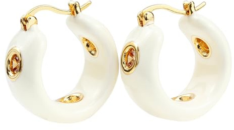 Elegante Damen Ohrringe Wellenform Schwarz – 18K vergoldete Ohrstecker aus Kupferlegierung mit glänzender Emaille-Oberfläche, stilvolle PVC-Details