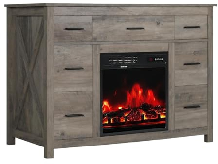 BNUTFRDD Mueble Decorativo con Chimenea de Llama simulada, Soporte TV Madera 47, Armario Multifuncional for Almacenamiento en el hogar Mueble para TV con Chimenea