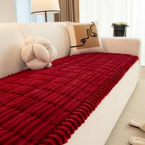 LINGKY Sofa Überzug Dicke Kordsamt Sofabezug Waschbar Hund Katze Sofaschoner rutschfest Universal Couch Überzug für U Form L Form Sektionssofa für 1 2 3 4 Sitzer Sofa (Rot,70x180cm)