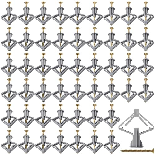 Bangbobi Set di 100 tasselli per cartongesso con Viti 50 mm - tasselli per cavità, tasselli a espansione,tasselli per pareti Cave per Pannelli in cartongesso e Pannelli in Fibra