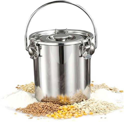 Récipients en acier inoxydable avec couvercles, récipient de stockage alimentaire hermétique de 3 L avec boucle et poignée, pichet à lait épais pour grains café, sucre, riz, farine, céréales, réci